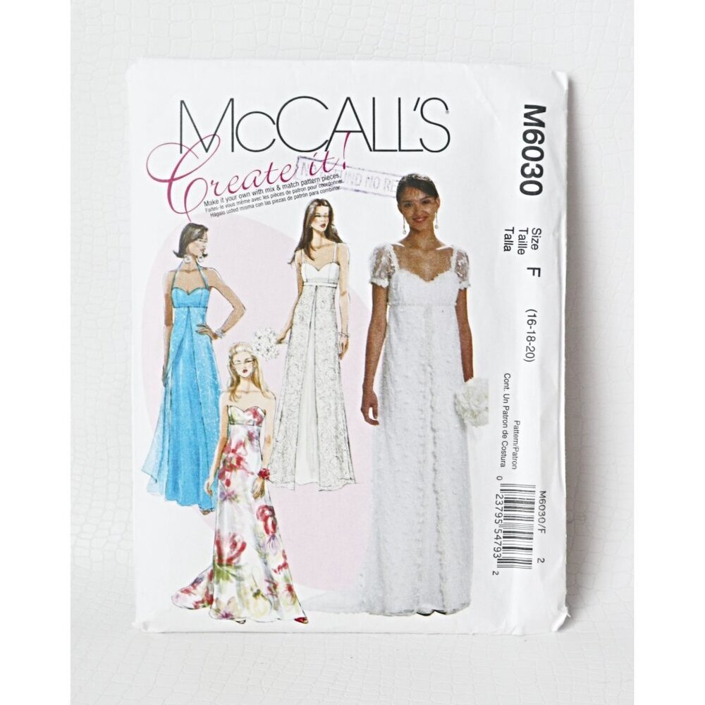McCalls M6030 Pattern Titanic Bridal Wedding Formal Evening Dress Gown Size 16 1